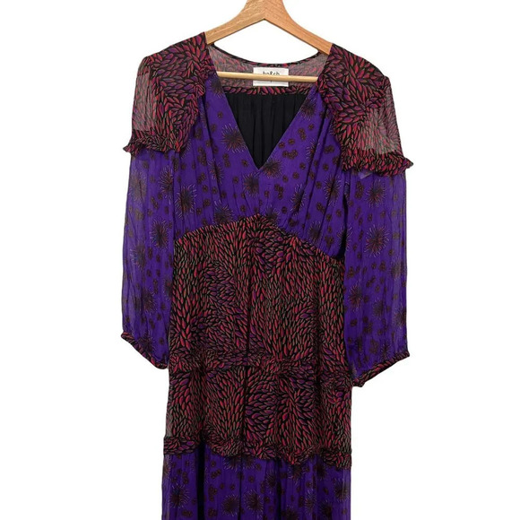 BA&SH Floral  Paris Gypsy Bohemian Midi V Neck Dress SIZE 4 NWT - Picture 3 of 12